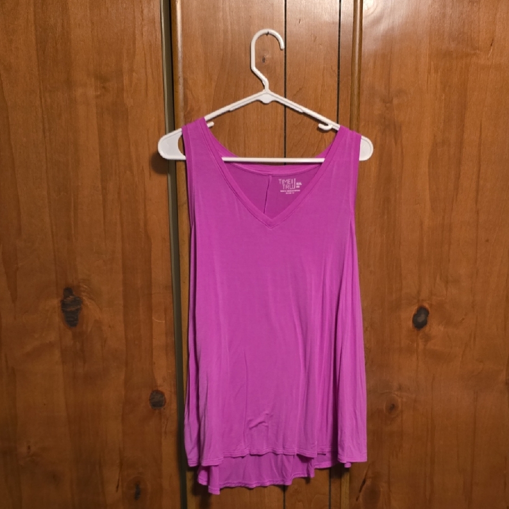 Time and Tru Purple V-Neck Tank Top